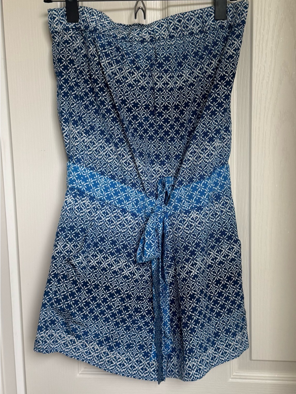 Diane Von Furstenberg Strapless Blue Patterned Romper